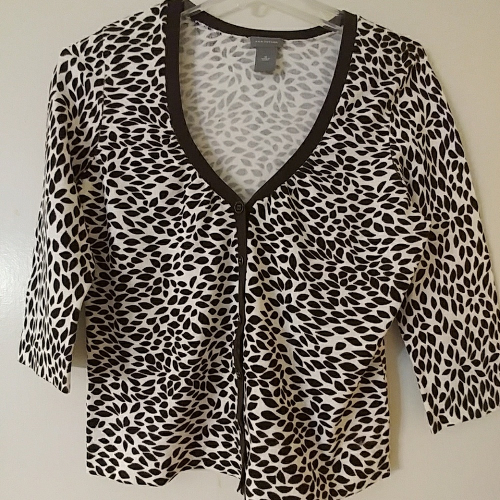 🎈ANN TAYLOR Dark Brown/White Career Sweater M